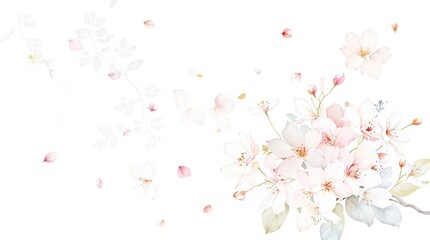 Beautiful hand-painted watercolor jasmine flowers on a white background, watercolor, delicate, design