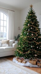 Bright Living Room with Christmas Tree