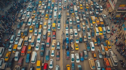 Heavy traffic jam in city