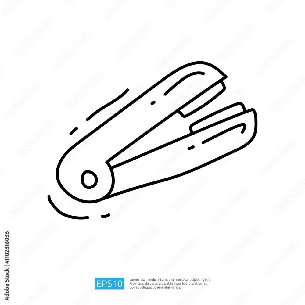 Poster a simple line drawing of a stapler, illustrating its design and function as a tool for binding paper