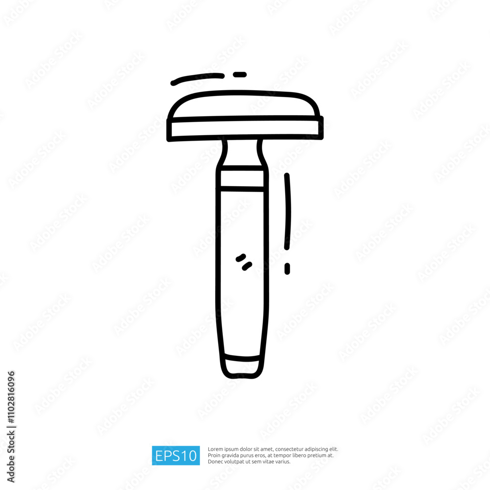 Poster A simple line drawing of a hammer, depicting its handle and head, illustrating a tool commonly used for driving nails or breaking objects.