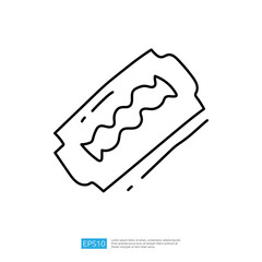 A simple illustration of a razor blade, depicting its sharp edges and design. This graphic can be used in contexts related to grooming or safety.