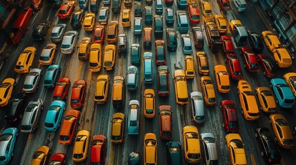 Fototapeta premium Heavy traffic jam in city
