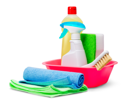 カラフルな掃除道具の一式