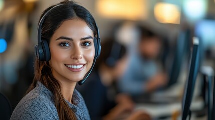 Call center, customer support, or IT support woman wearing a headset close-up portrait