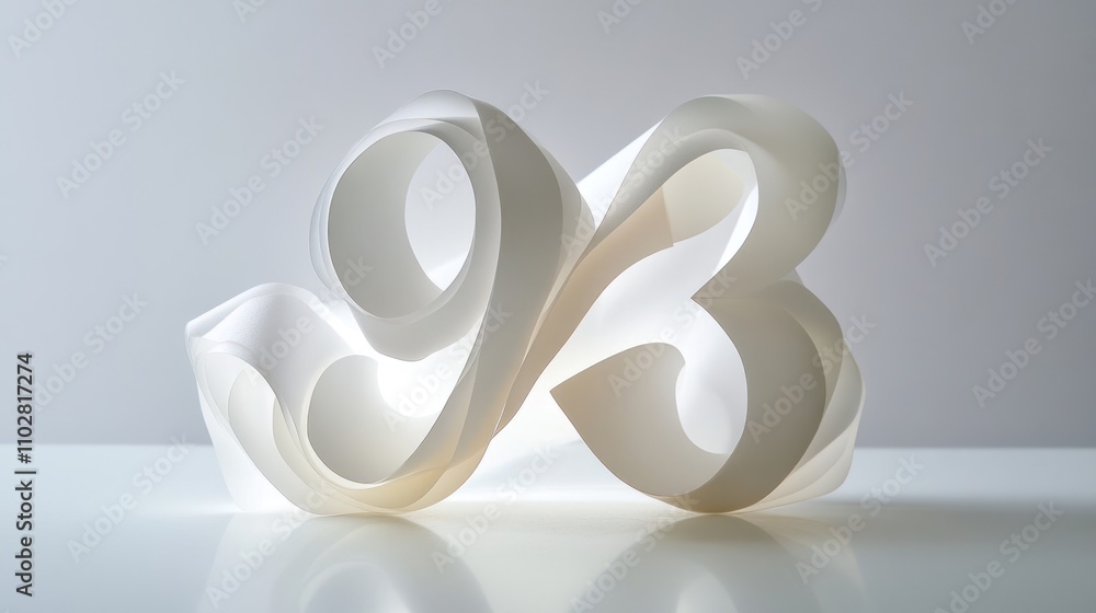 Poster a sculptural representation of the numbers 9 and 3 intertwined, illuminated softly.