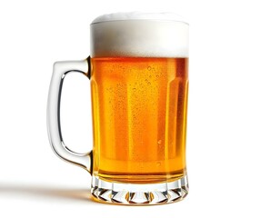 beer, mug, frosty, golden, foam, head, isolated, photorealistic, image, white, background, beverage, drink, alcohol, refreshment, cold, chilled, glass, lager, brew, bar, pub, classic, detailed,