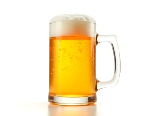 beer, mug, frosty, golden, foam, head, isolated, photorealistic, image, white, background, beverage, drink, alcohol, refreshment, cold, chilled, glass, lager, brew, bar, pub, classic, detailed,
