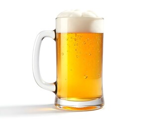 beer, mug, frosty, golden, foam, head, isolated, photorealistic, image, white, background, beverage, drink, alcohol, refreshment, cold, chilled, glass, lager, brew, bar, pub, classic, detailed,