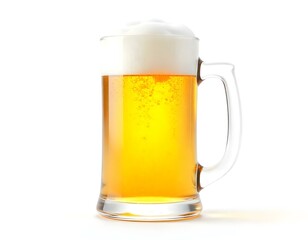beer, mug, frosty, golden, foam, head, isolated, photorealistic, image, white, background, beverage, drink, alcohol, refreshment, cold, chilled, glass, lager, brew, bar, pub, classic, detailed,