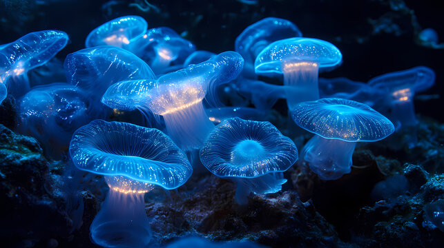 Bio luminescence. illumination of plankton at maldives. many par. Luminescent. Illustration