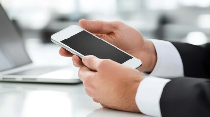 Businessman using smartphone in office