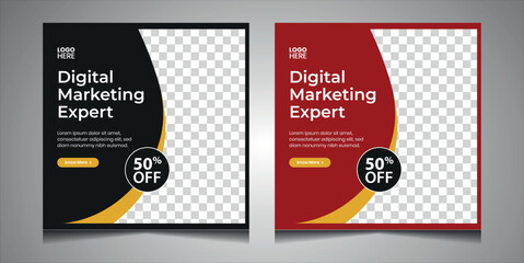 Digital Marketing Expert Social Media Post Banner Design Template, Corporate Business Square Marketing Banner Ads For Instagram