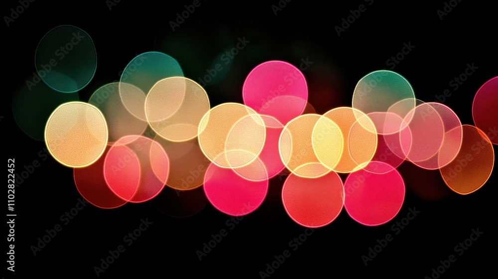 Poster art effect bokeh style, a vibrant display of colorful bokeh lights against a dark background, creati