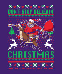 Dont Stop Believin Christmas Ugly Sweater Design