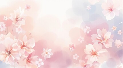 Blurred watercolor pastel backdrop with abstract flowers in soft hues, flowers, backdrop, blurred, watercolor, abstract