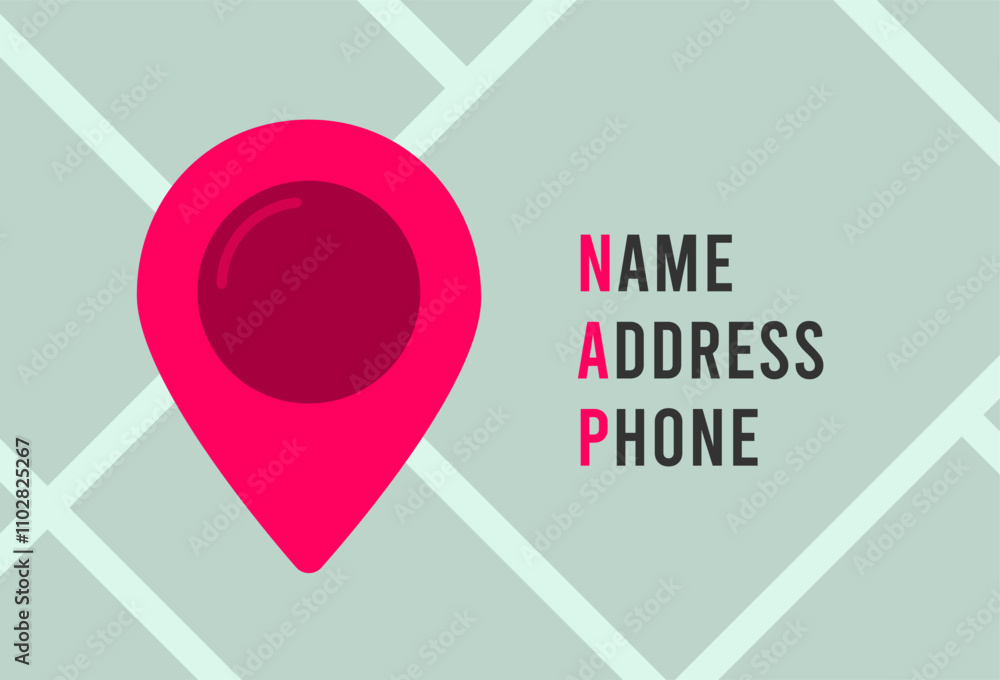 Aufkleber nap in local seo focuses on business name, address and phone number. optimizing listings for accurat