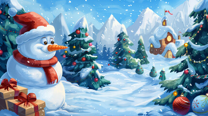Obraz premium Bright Christmas Holidays background with Xmas ornament and snow