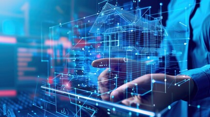 background, building with modern technology concept