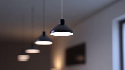 Modern Minimalist Interior Design with Black Pendant Lights