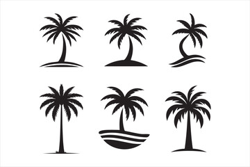 palm tree vector logo icon illustration silhouette