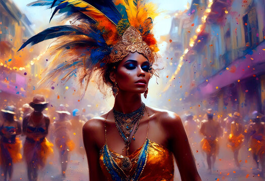Vibrant Carnival Celebration With Colorful Costumes and Festive