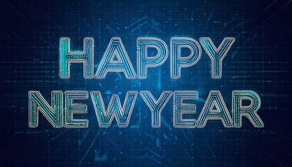 Happy New Year Text Featuring Bold and Sleek Techno Font