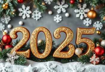 Glittering 2025 New Year Festive Ornament Decorations