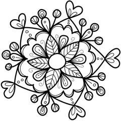 hand draw mandala pattern black lines vector