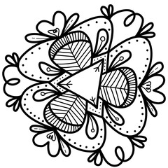 hand draw mandala pattern black lines vector