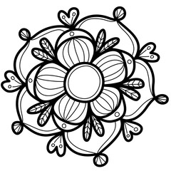 hand draw mandala pattern black lines vector