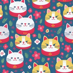 seamless background with cats