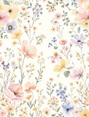 Charming wildflower design in a seamless watercolor pattern, wildflower, seamless, watercolor, nature, colorful