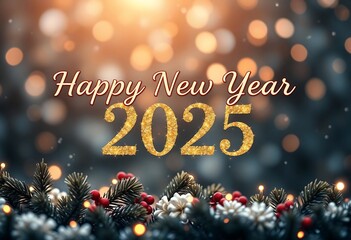 Sparkling 2025 Happy New Year Greeting Card Design