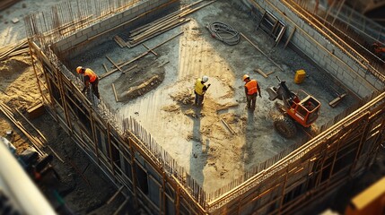 construction workers are working on a building project