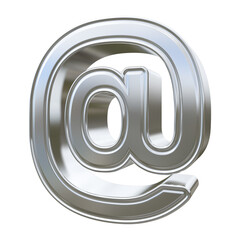 Metallic steel 3d At of email symbol