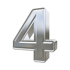 Fototapeta premium Metallic steel 3d Number Four