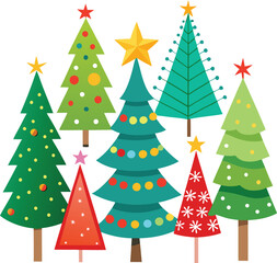 Bright and Cheerful Christmas Tree Graphics for Festive Designs