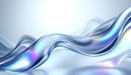 Abstract liquid glass holographic iridescent neon curved wave in motion dark background 3d render. Abstract dark holographic iridescent neon background fluid liquid glass curved wave in motion