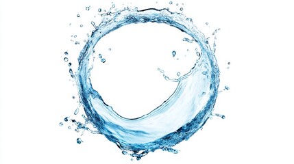 Water splash in circle shape isolated on white background