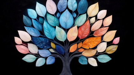 Colorful Artistic Tree  Nature  Leaves  Abstract  Painting  Design  Art  Decor  Wall Art