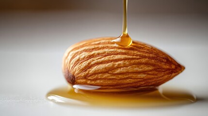 Almond nut with dripping oil.