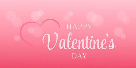 Valentine's Day. Background with a gradient in gentle tones, a heart and bokeh elements. Template for social networks, banners. Vector illustration.