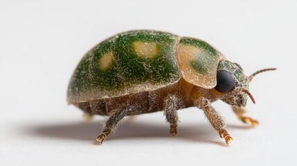 Naklejka premium Green Ladybug Closeup Macro Photography of Insect Nature Wildlife Entomology