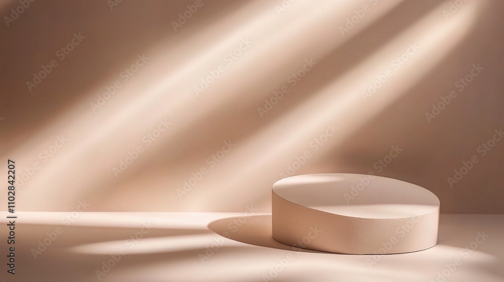 Poster minimalist round platform with soft lighting and shadow effects