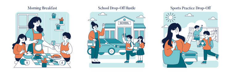 Working Mom Day. Flat Vector Illustration