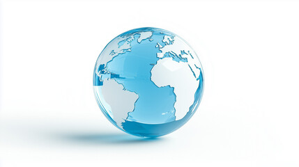Crystal Globe Earth: A mesmerizing, translucent blue glass globe representing our planet Earth, symbolizing global connectivity, environmental awareness, and international collaboration.