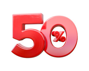 A red 3d number 50 percent