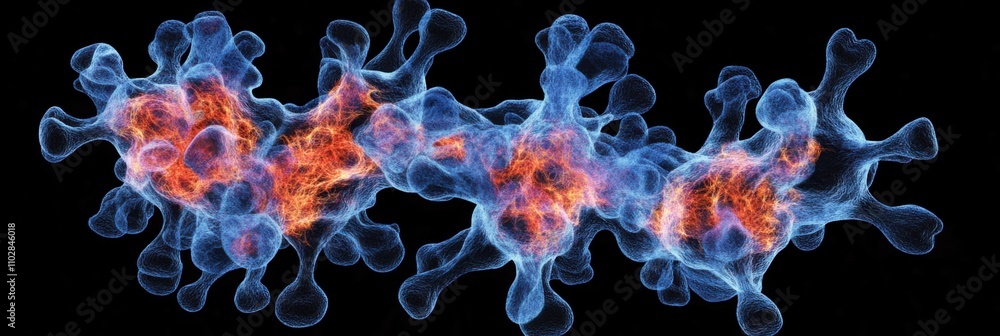 Poster a colorful, abstract representation of molecular structures, showcasing interconnected nodes with vi