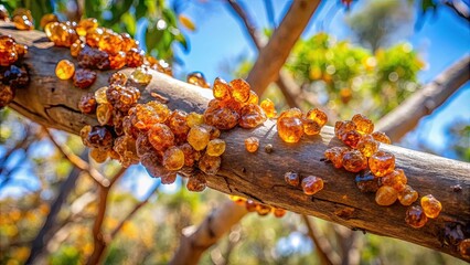 Closeup of a gum arabic tree branch in nature, gum arabic, tree, branch, closeup, selective focus, nature, plant, flora